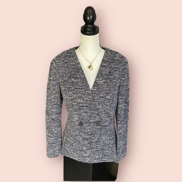 Brooks Brothers Navy Blue White Knit Blazer Jacket Size 10 L - Picture 3 of 11